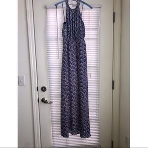 Jessica Simpson Halter Maxi Dress - Blue Floral Print